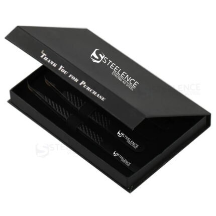 Black plasma fiber tip lash tweezers set including curve, 45 degree, 90 degree and L type tweezers