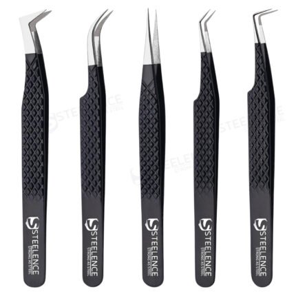 Best eyelash extension tweezers wholesale set including fiber tip volume and isolation tweezers for professional lash artists