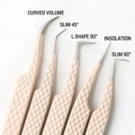 High quality precision lash tweezers set with curved, 45 degree, 90 degree and L type volume tips