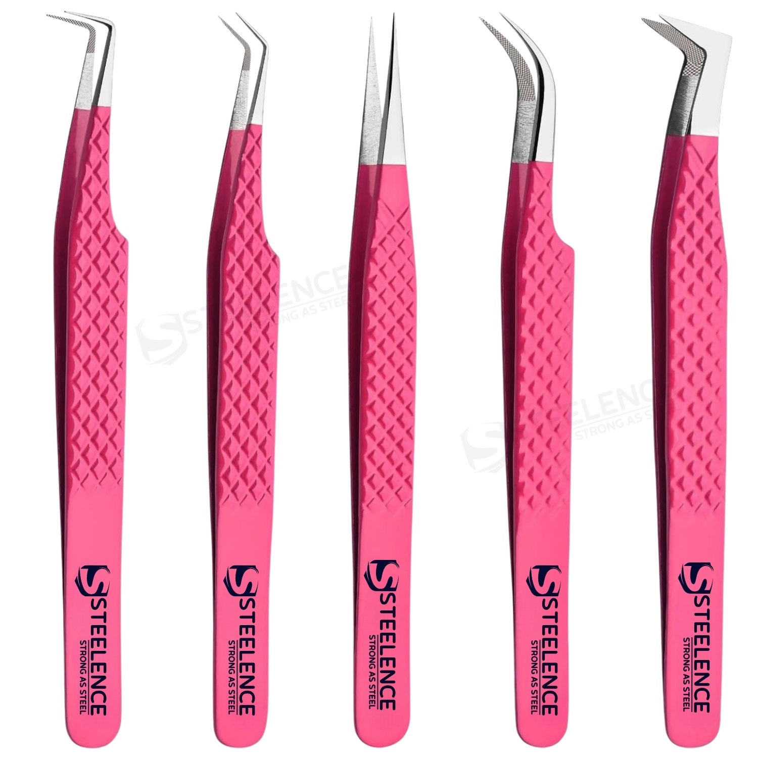 pink tweezers sets eyelash volume Pink professional eyelash extension tweezers set including volume, isolation, fiber tip lash tweezers