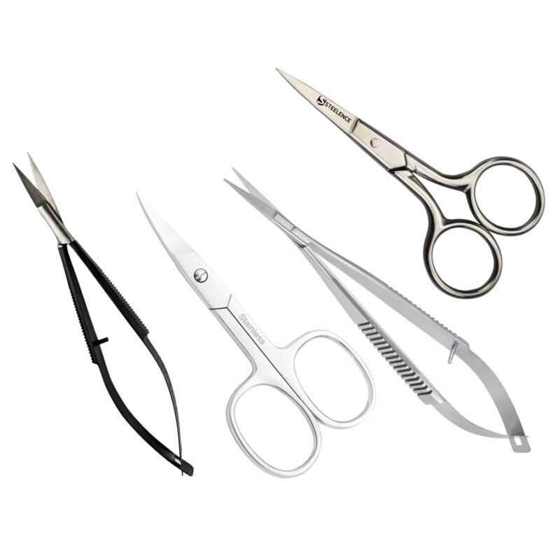 Steelence precision eyebrow and eyelash scissors for bulk and wholesale buyers, manufactured in Pakistan for global supply.