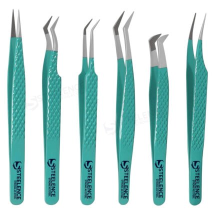 Eyelash extension tweezers bulk private label fiber tip tweezers set for lash professionals