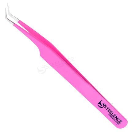 Buy eyelash tweezers in bulk pink 45 degree tweezers used for eyelash extension work by salons and brands