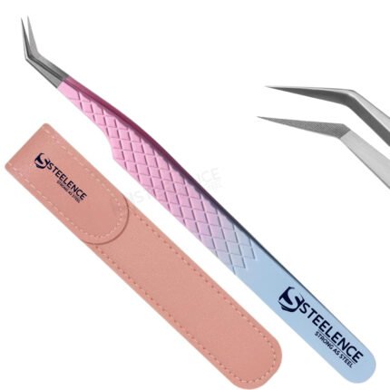 45 degree fiber tip lash tweezers manufactured in factory with diamond grip handle for wholesale supply, private label brands and bulk buyer