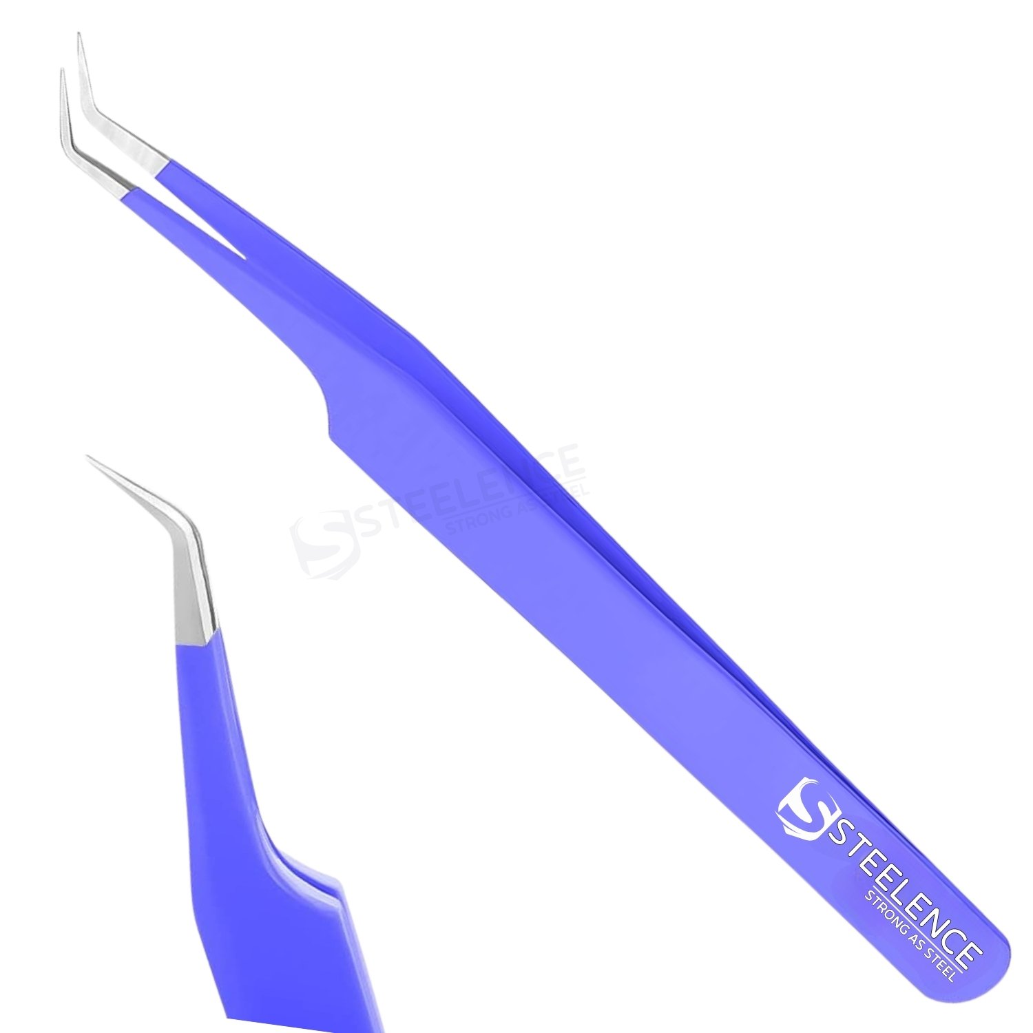 45-degree-purple-coated-eyelash-tweezer Manufacturer of tweezers eyelash tool with 45 degree purple coating fiber tip for professional lash application