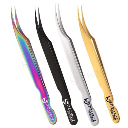 Straight rainbow plasma lash extension tweezers designed for professional use, factory made for bulk and private label supply