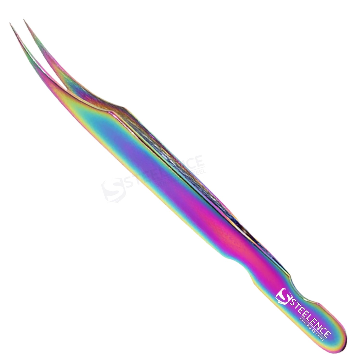 rainbow-straight-lash-tweezers Rainbow plasma straight lash tweezers with smooth satin finish, ideal for eyelash isolation and precision work