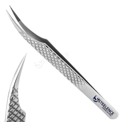 Straight stainless steel tweezers with diamond grip handle manufactured in factory for OEM and private label supply
