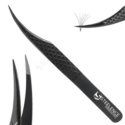 High precision straight black eyelash tweezers with diamond grip for bulk buy german tweezers wholesale production
