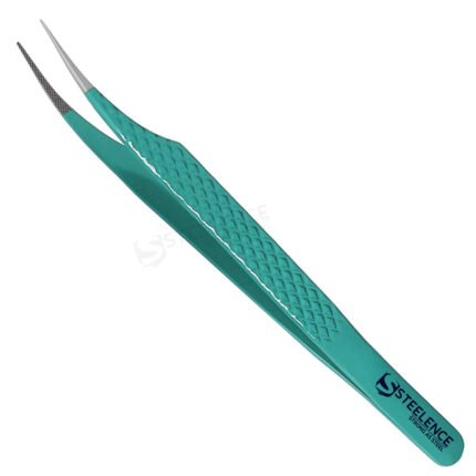 Best German tweezers straight design with diamond grip handle, color coated finish for professional eyelash use